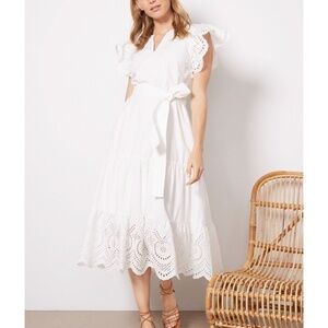 Rails White Eyelet Tie-Waist Midi Dress